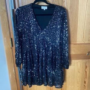 Mini long sleeve sequin dress-baby doll style